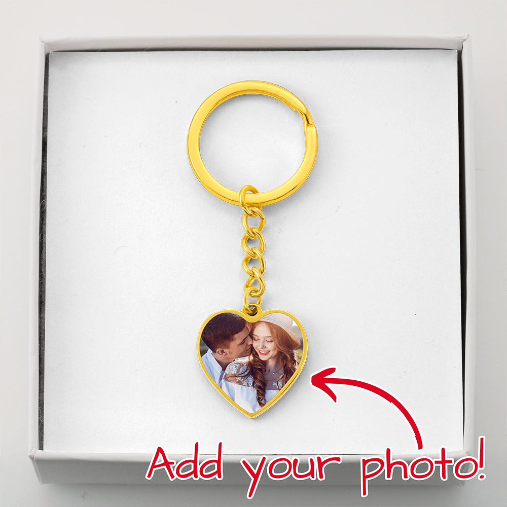 Cat Portrait + Engraved Letter Heart Keychain