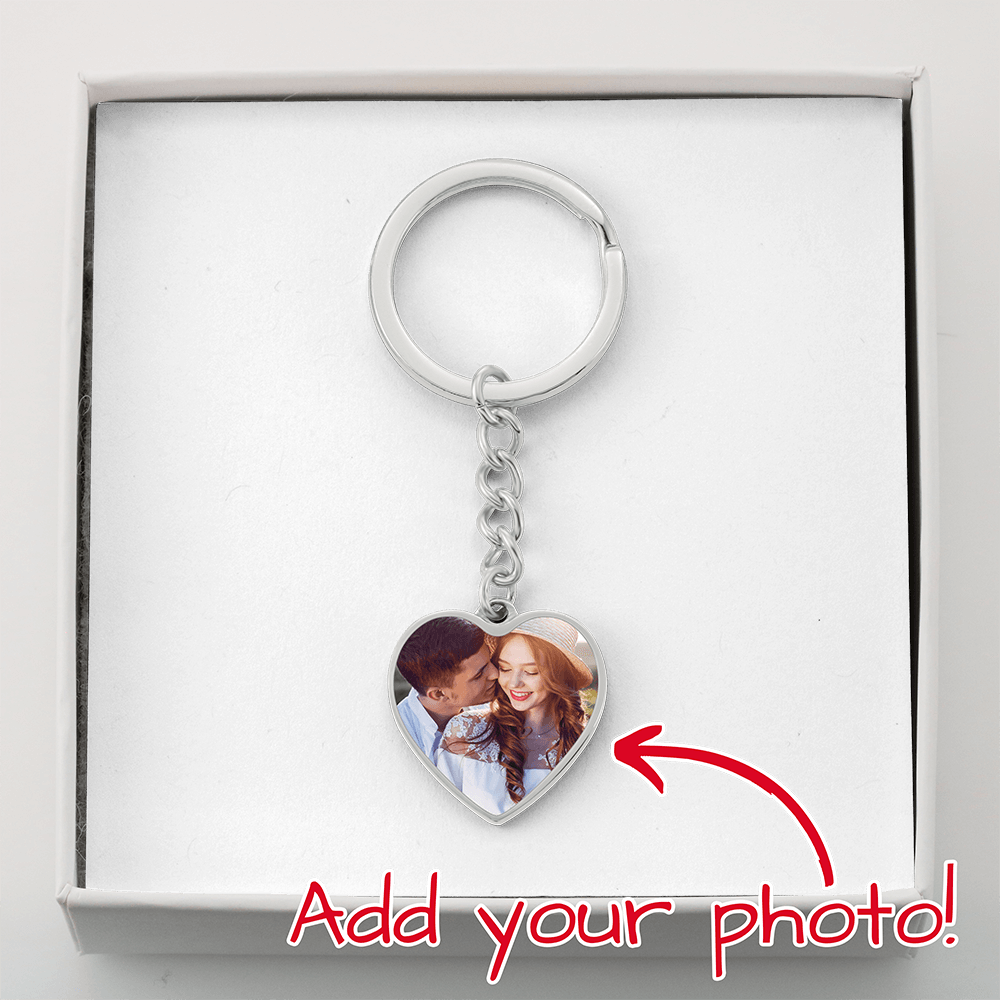 Cat Portrait + Engraved Letter Heart Keychain