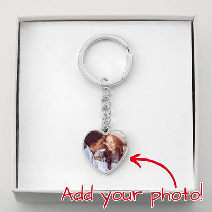 Cat Portrait + Engraved Letter Heart Keychain