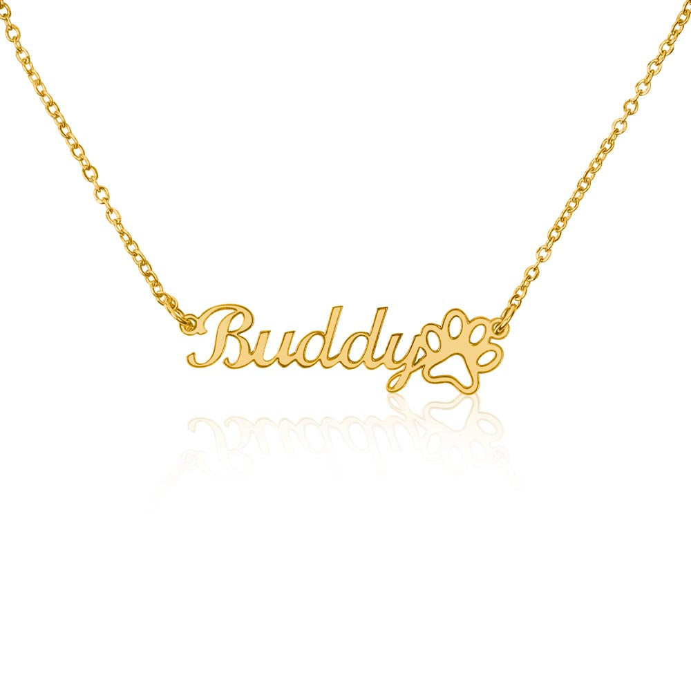 Cat Name + Paw Print Necklace