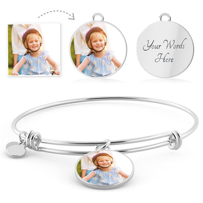 Cat Portrait and Name Bangle Circle Shape