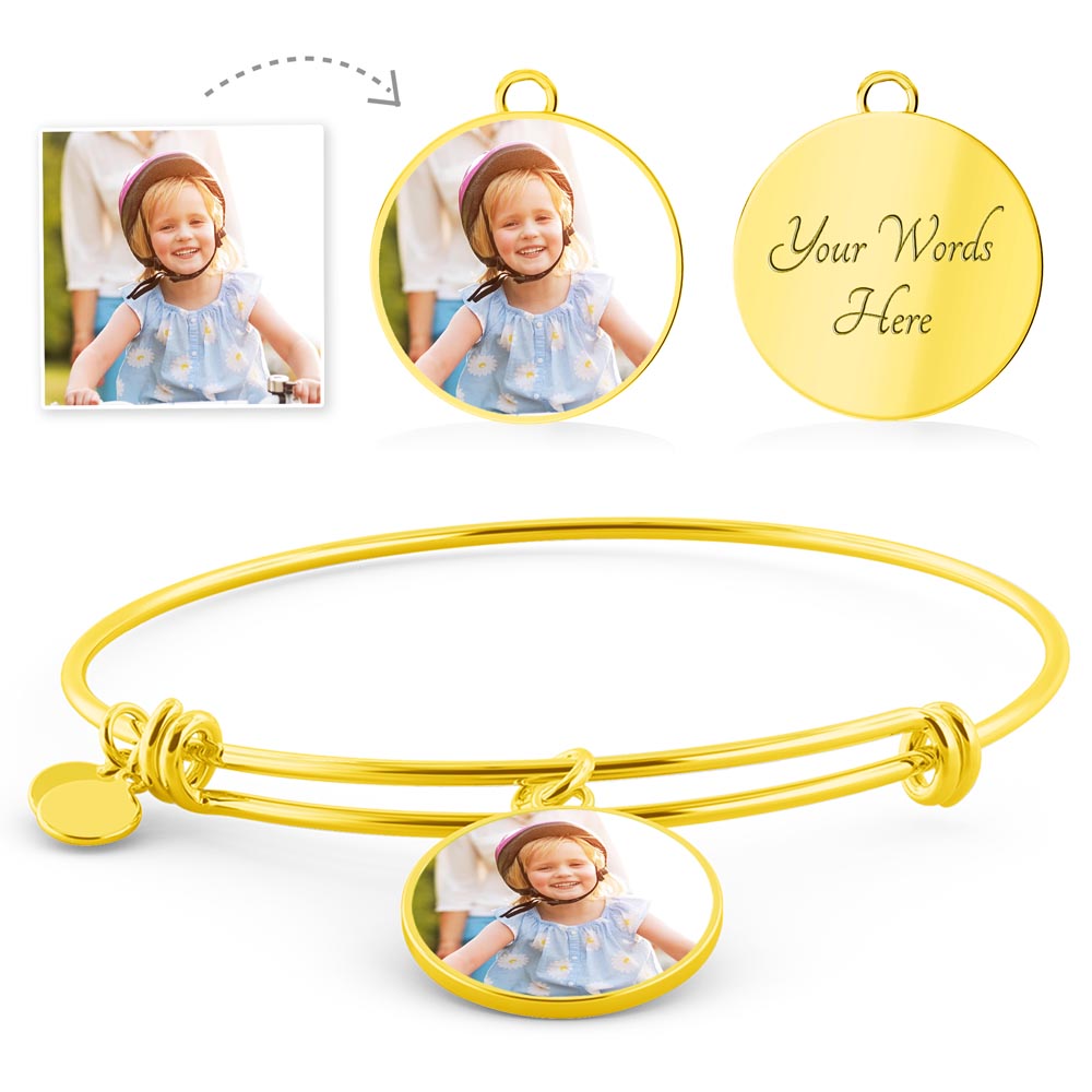 Cat Portrait and Name Bangle Circle Shape